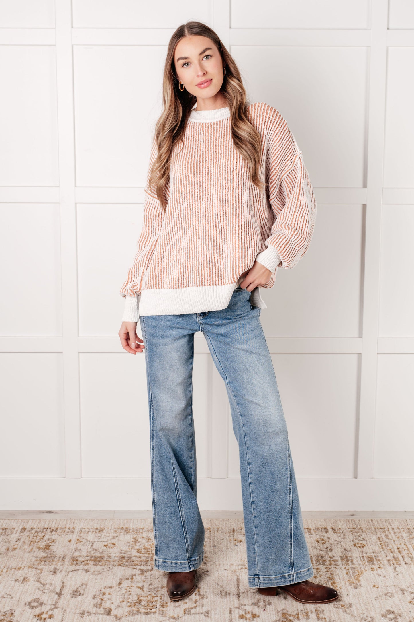 Effortless Charm Contrast Knit Sweater