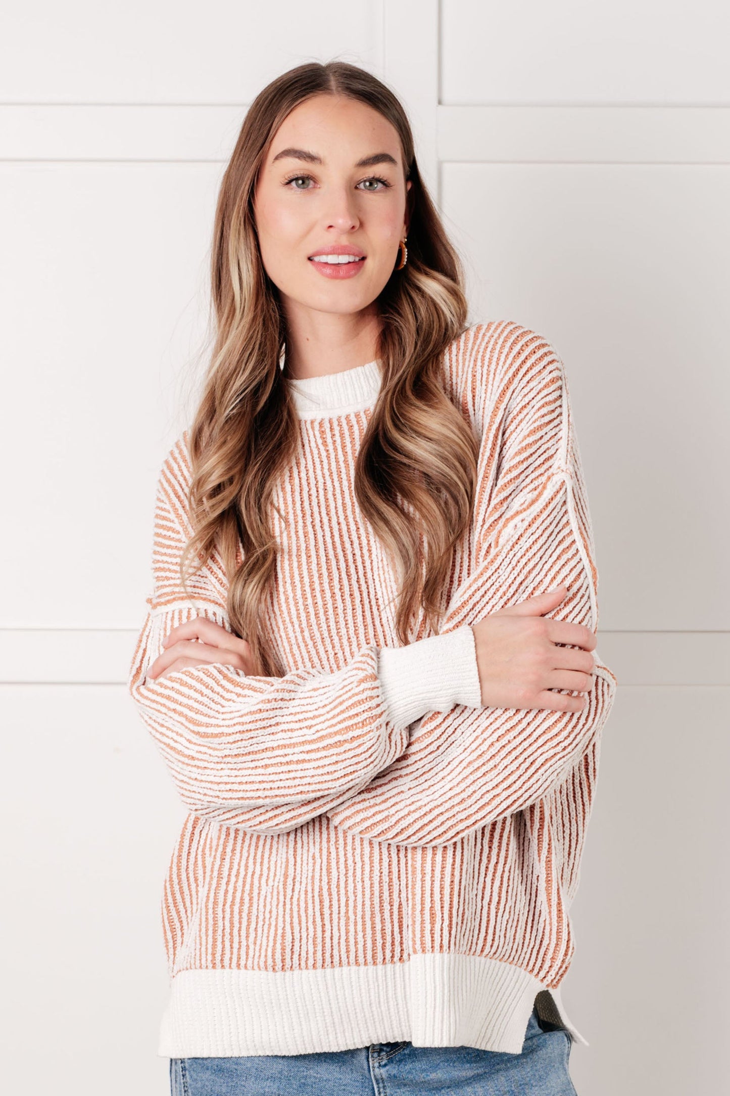 Effortless Charm Contrast Knit Sweater