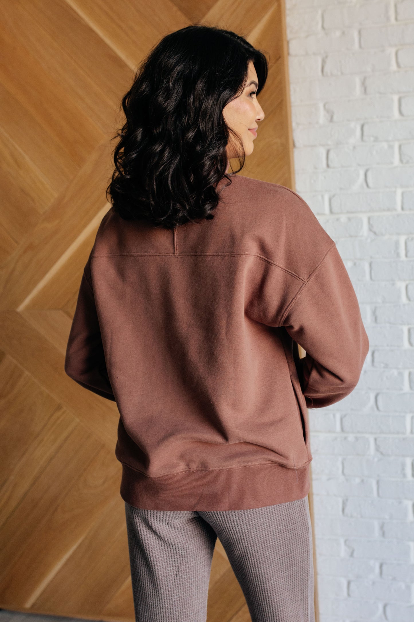 Sure Thing Mock Neck Pullover - Cocoa