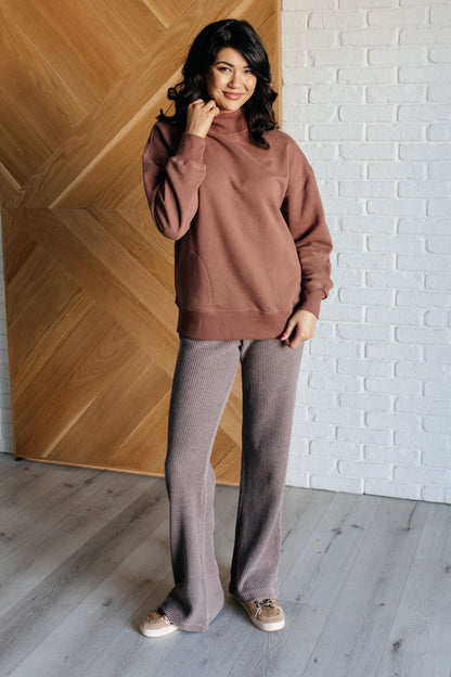 Sure Thing Mock Neck Pullover - Cocoa