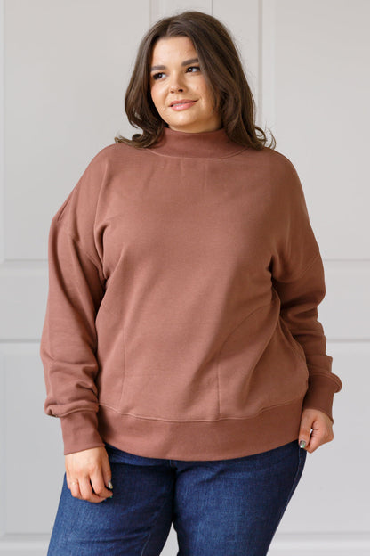 Sure Thing Mock Neck Pullover - Cocoa