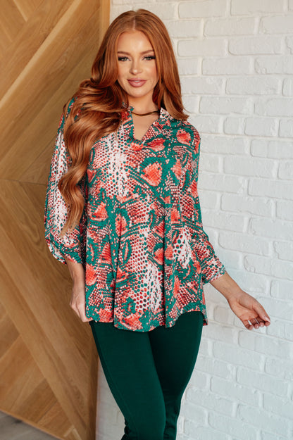 Enchanted Snake Teal Blouse - Redtop