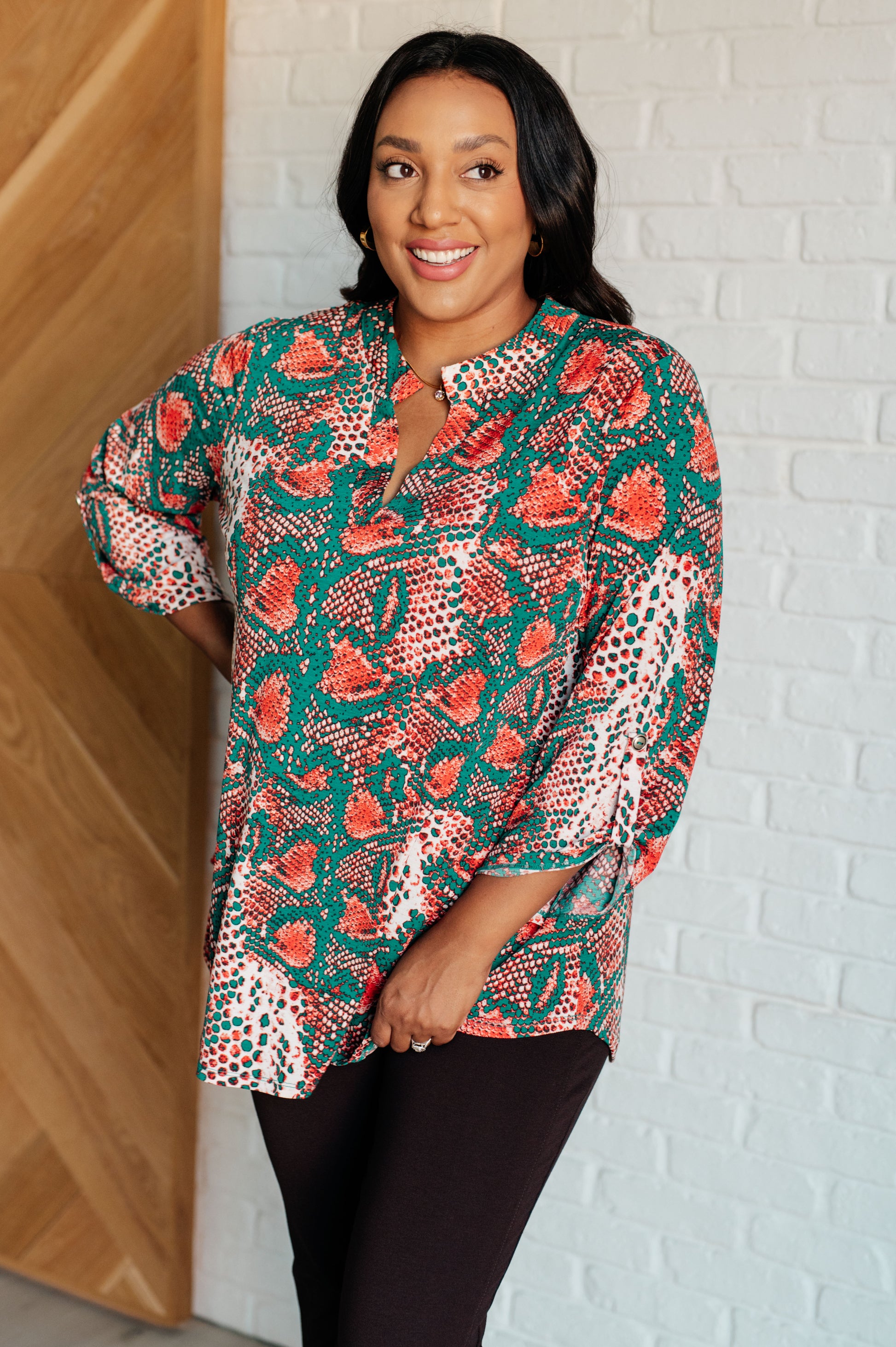 Enchanted Snake Teal Blouse - Redtop