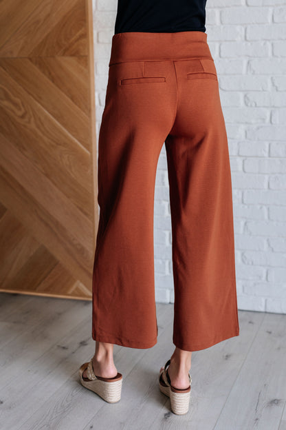 Wanderlust Wide Leg Crops in Rust - Redtop