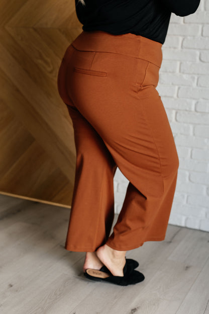 Wanderlust Wide Leg Crops in Rust - Redtop