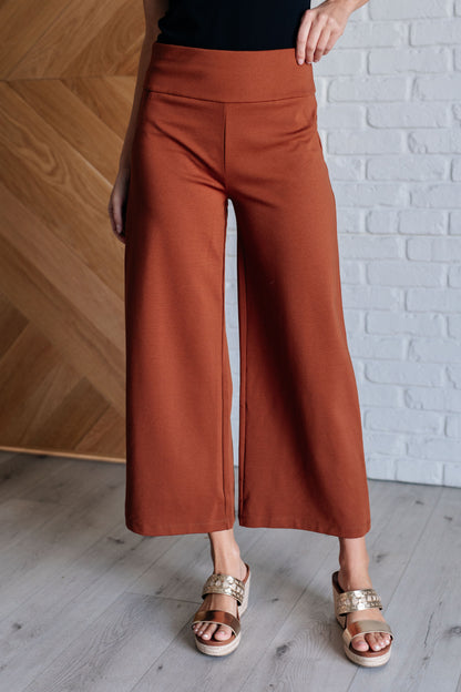 Wanderlust Wide Leg Crops in Rust - Redtop