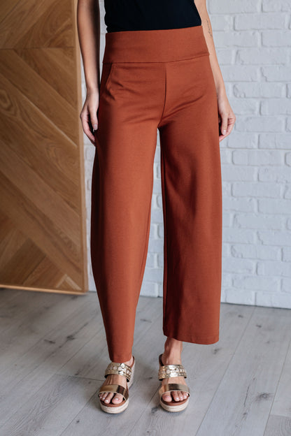 Wanderlust Wide Leg Crops in Rust - Redtop