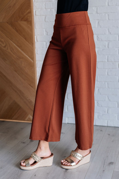 Wanderlust Wide Leg Crops in Rust - Redtop