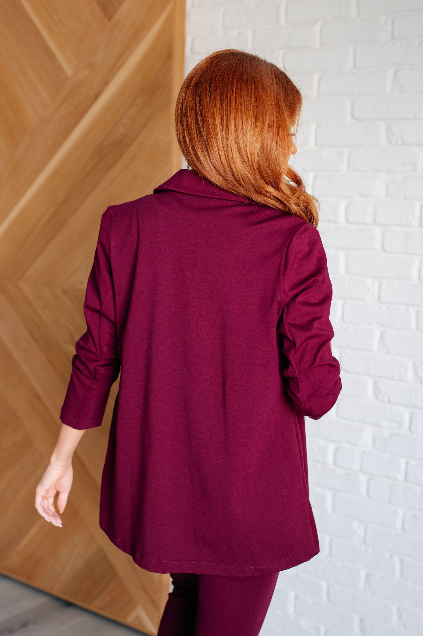 Smooth Wine Elegance 3/4 Blazer - Redtop