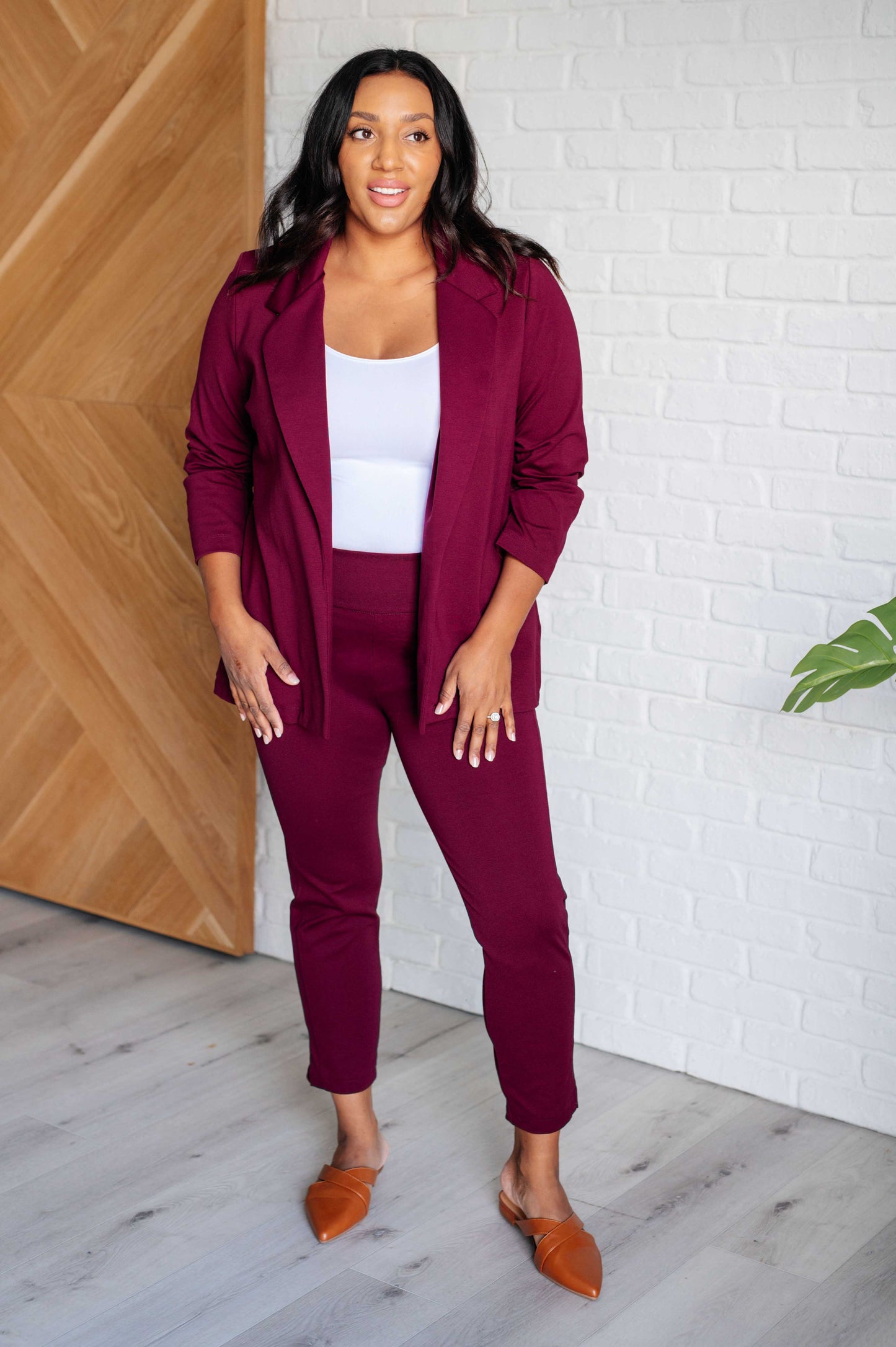 Smooth Wine Elegance 3/4 Blazer - Redtop