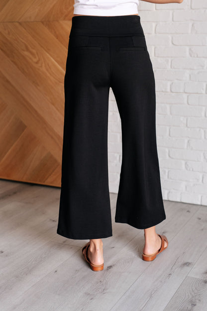 Vegas Edge & Elegance Wide Crop Pants in Black