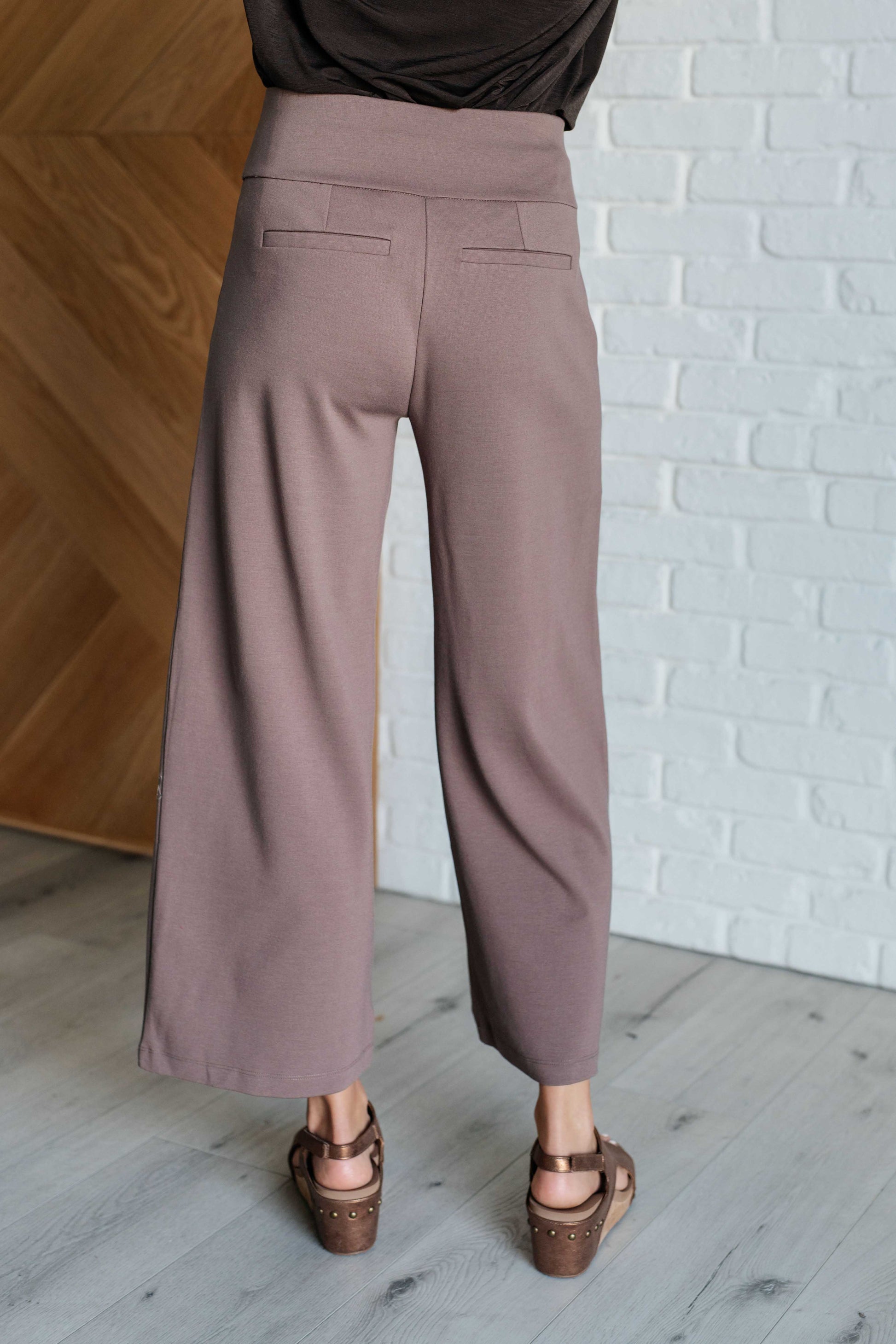 Serenity Wide-Leg Mocha Pants - Redtop