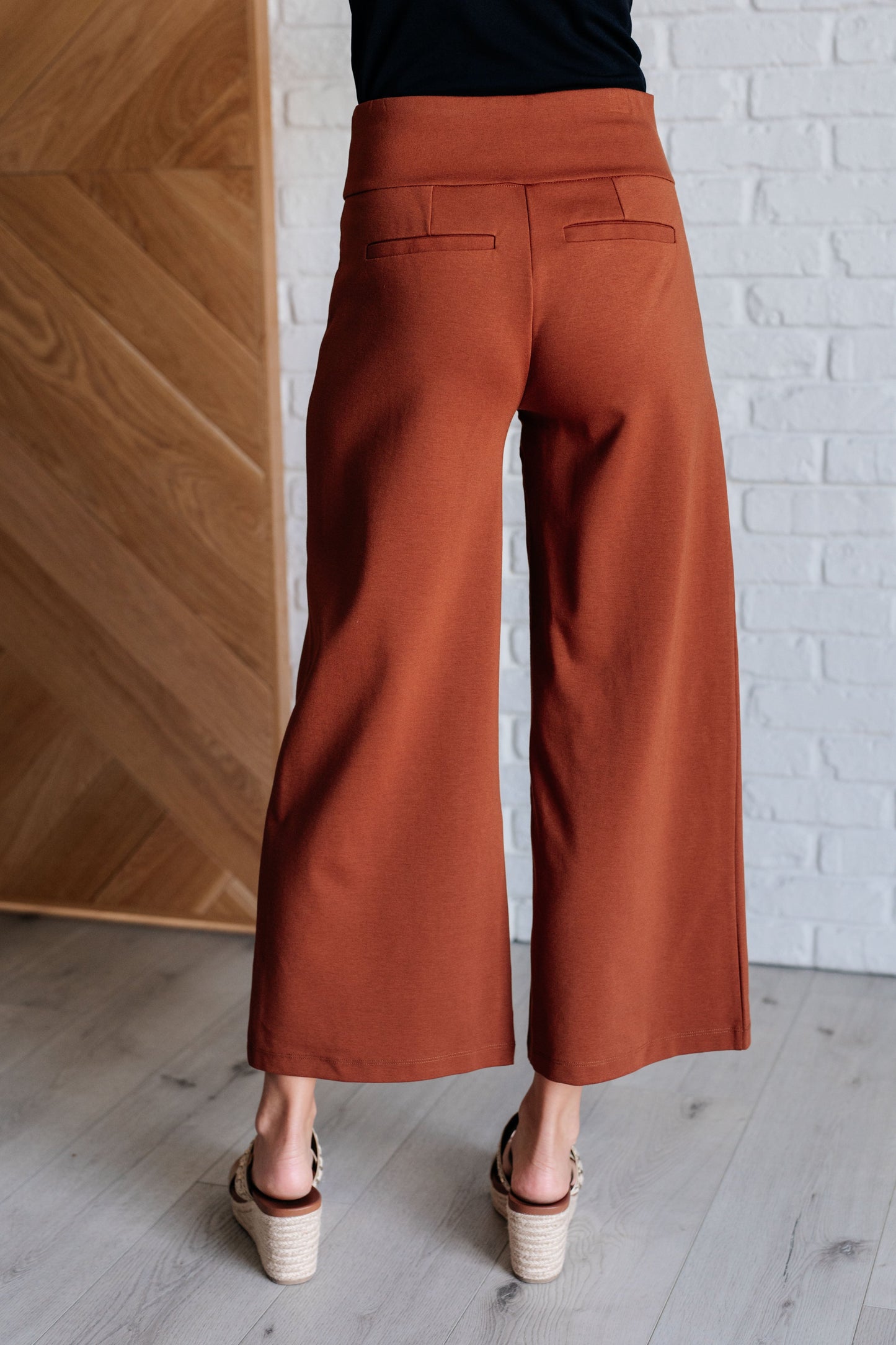 Wanderlust Wide Leg Crops in Rust - Redtop