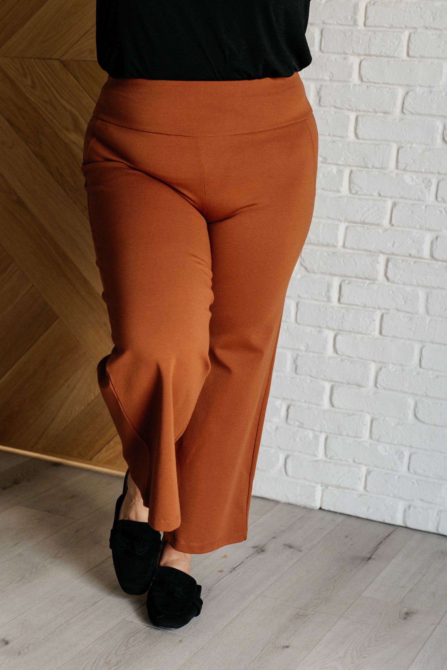 Wanderlust Wide Leg Crops in Rust - Redtop