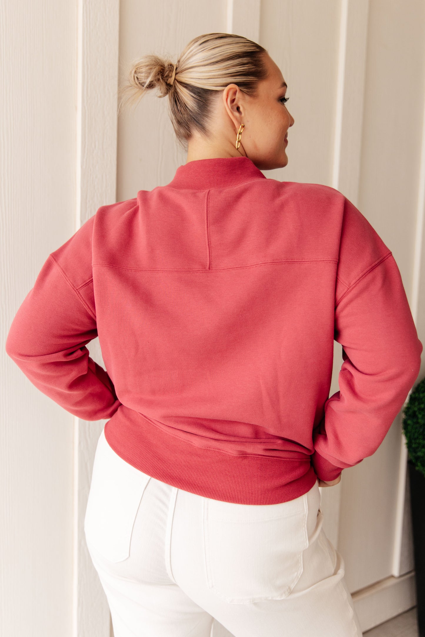 Sure Thing Mock Neck Pullover - Cranberry