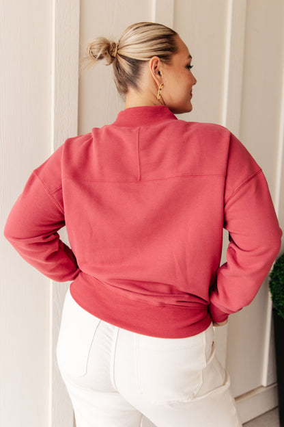 Sure Thing Mock Neck Pullover - Cranberry