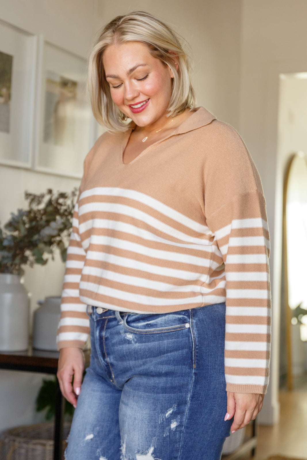 Striped Bliss Collared Sweater