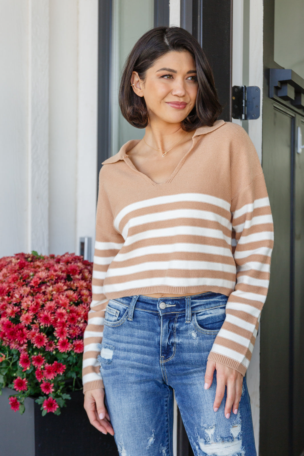 Striped Bliss Collared Sweater