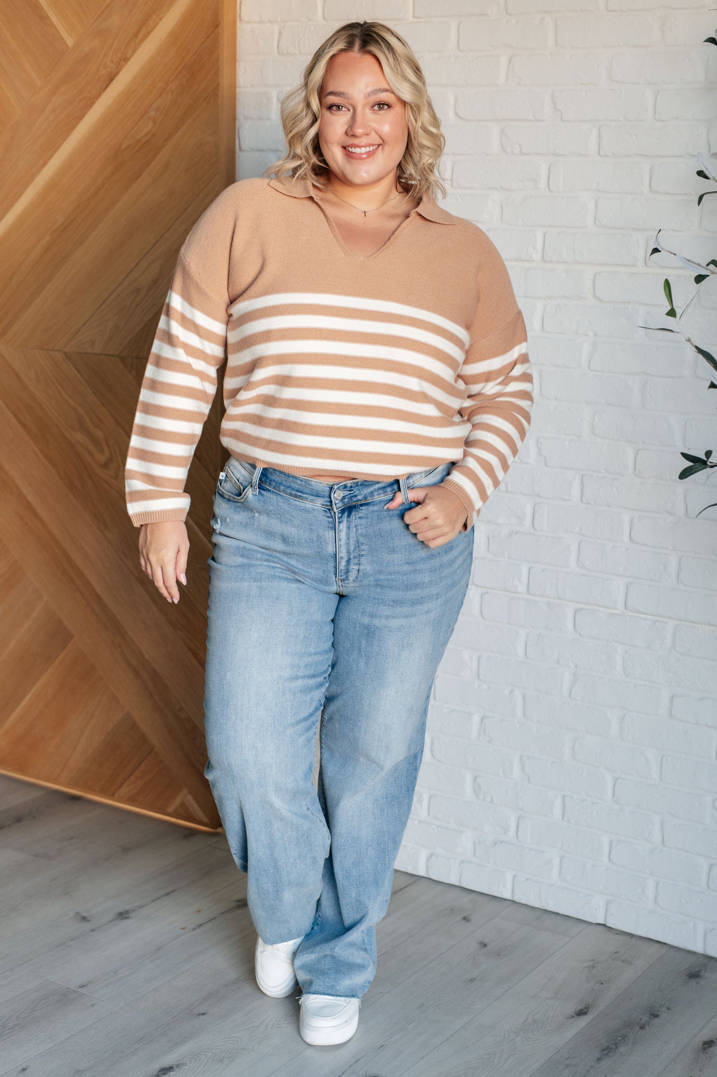 Striped Bliss Collared Sweater