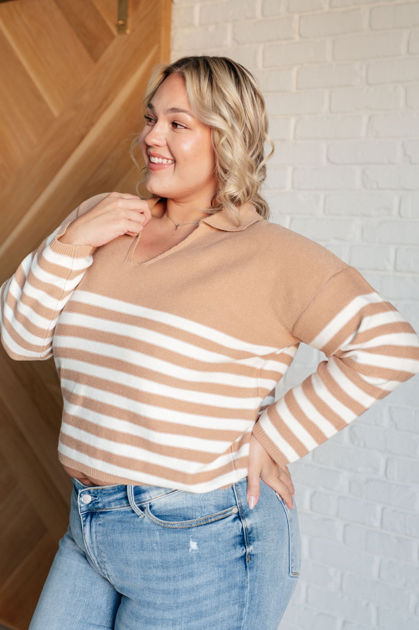 Striped Bliss Collared Sweater