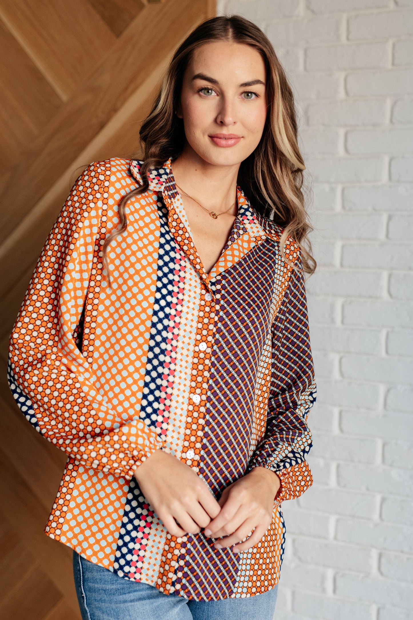 Dot & Dash Classic Button Up Long Sleeve Top