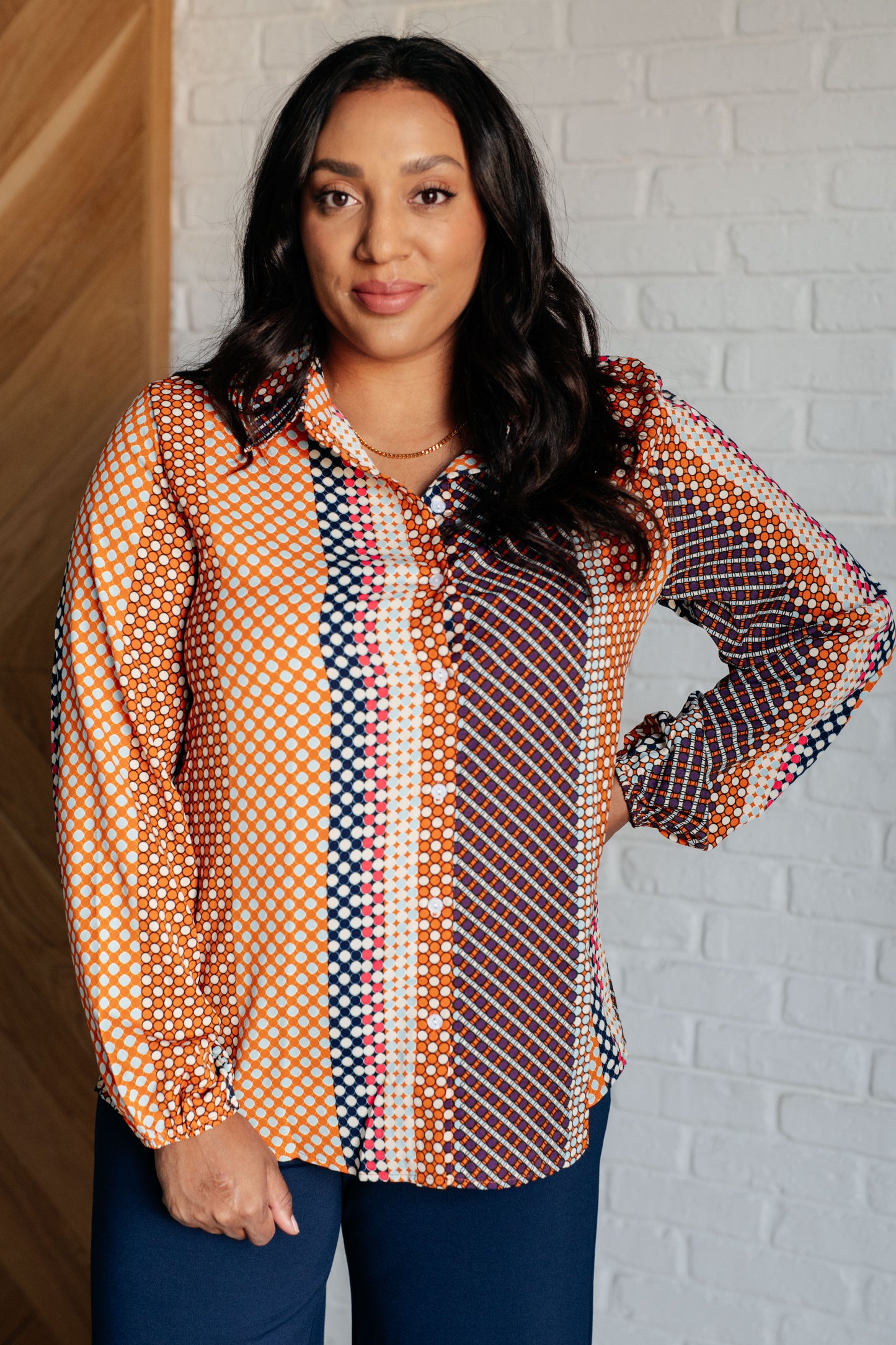 Dot & Dash Classic Button Up Long Sleeve Top