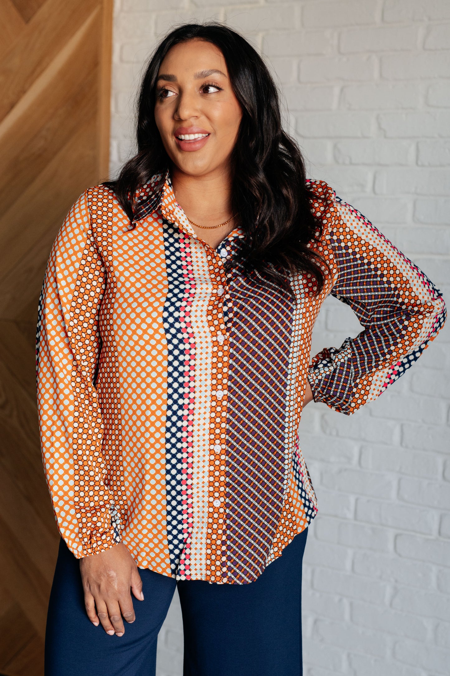 Dot & Dash Classic Button Up Long Sleeve Top