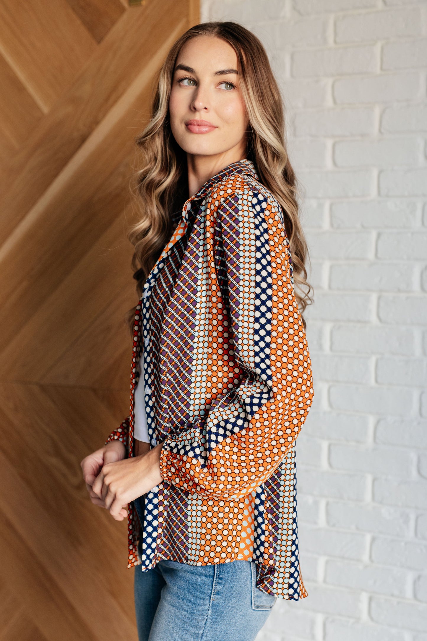 Dot & Dash Classic Button Up Long Sleeve Top