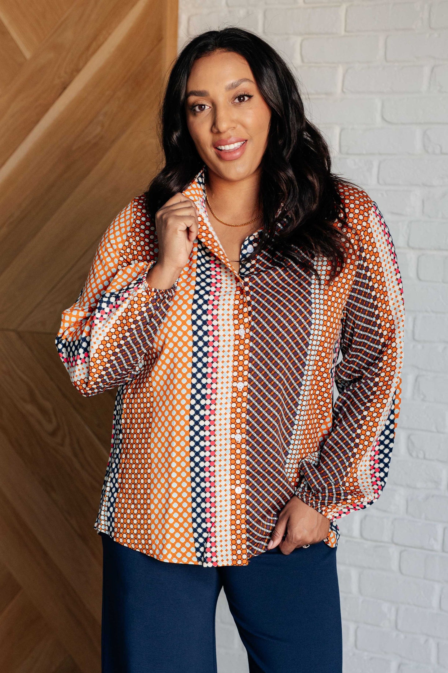 Dot & Dash Classic Button Up Long Sleeve Top