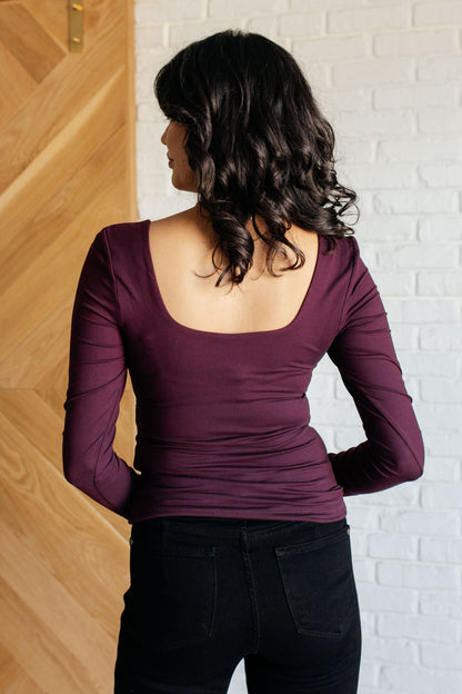 Iconic Elegance Long Sleeve Top - Cassis