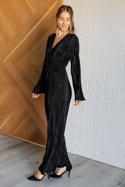 Plisse Party Jumpsuit in Black