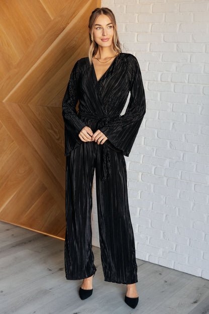 Plisse Party Jumpsuit in Black