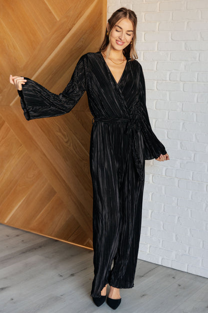 Plisse Party Jumpsuit in Black