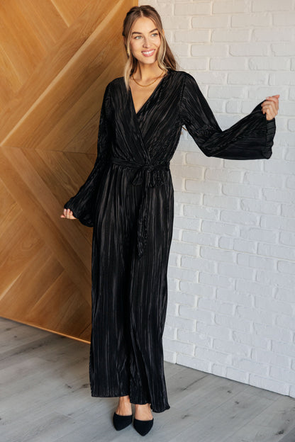 Plisse Party Jumpsuit in Black