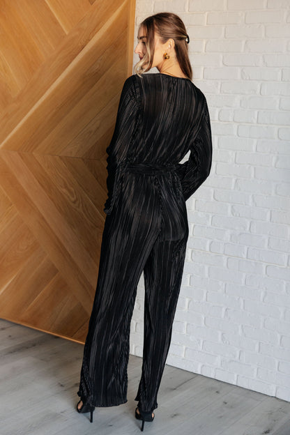 Plisse Party Jumpsuit in Black