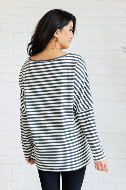 Claimed Stripes Oversized Long Sleeve Top