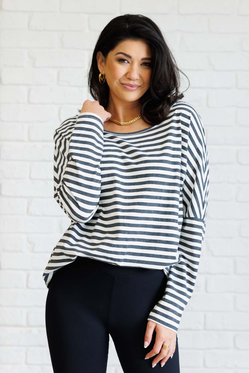 Claimed Stripes Oversized Long Sleeve Top