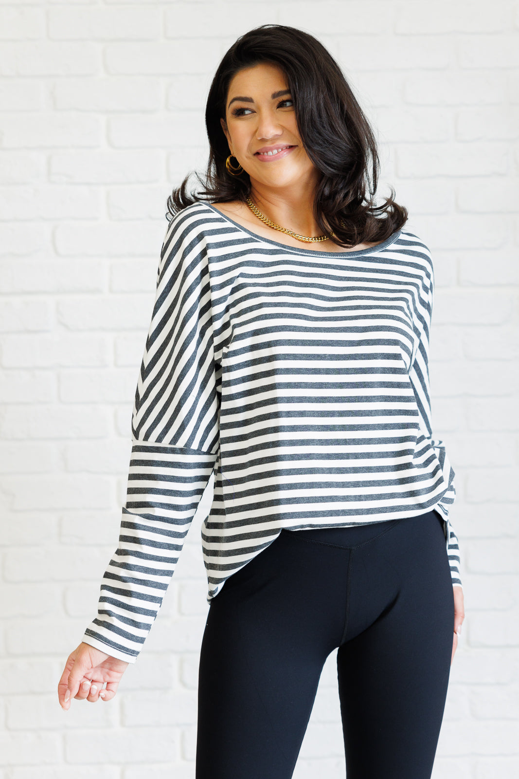 Claimed Stripes Oversized Long Sleeve Top