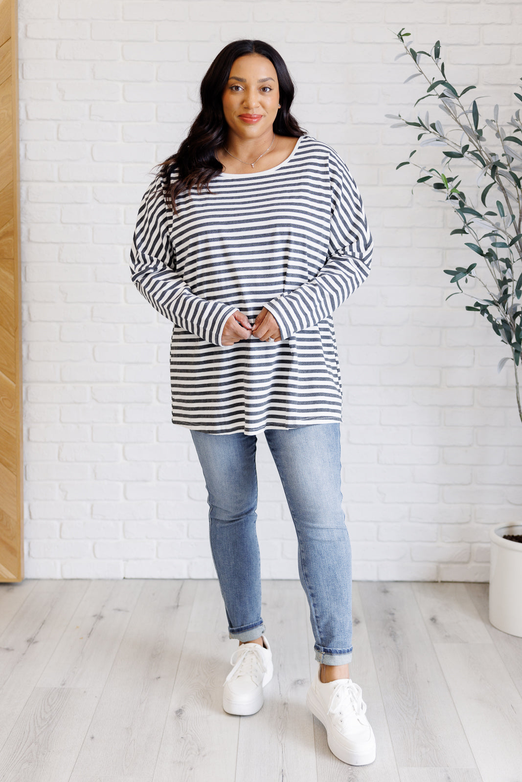 Claimed Stripes Oversized Long Sleeve Top