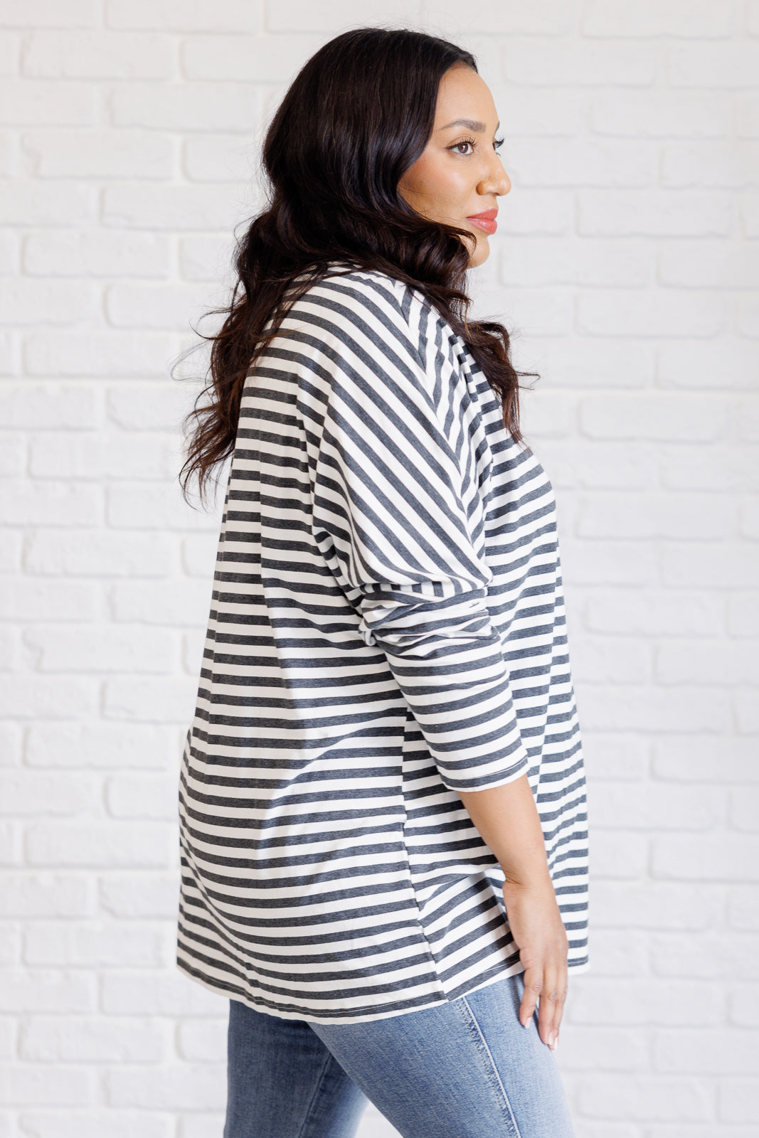 Claimed Stripes Oversized Long Sleeve Top