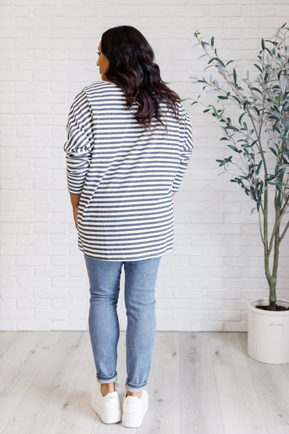 Claimed Stripes Oversized Long Sleeve Top