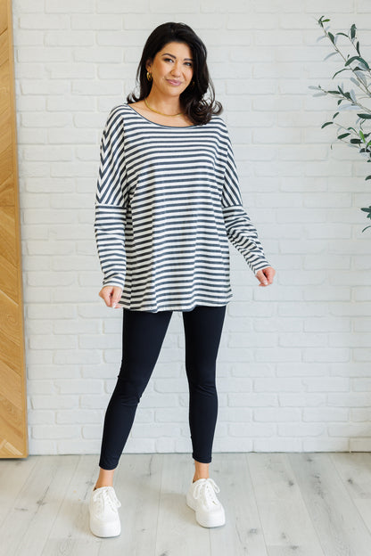 Claimed Stripes Oversized Long Sleeve Top