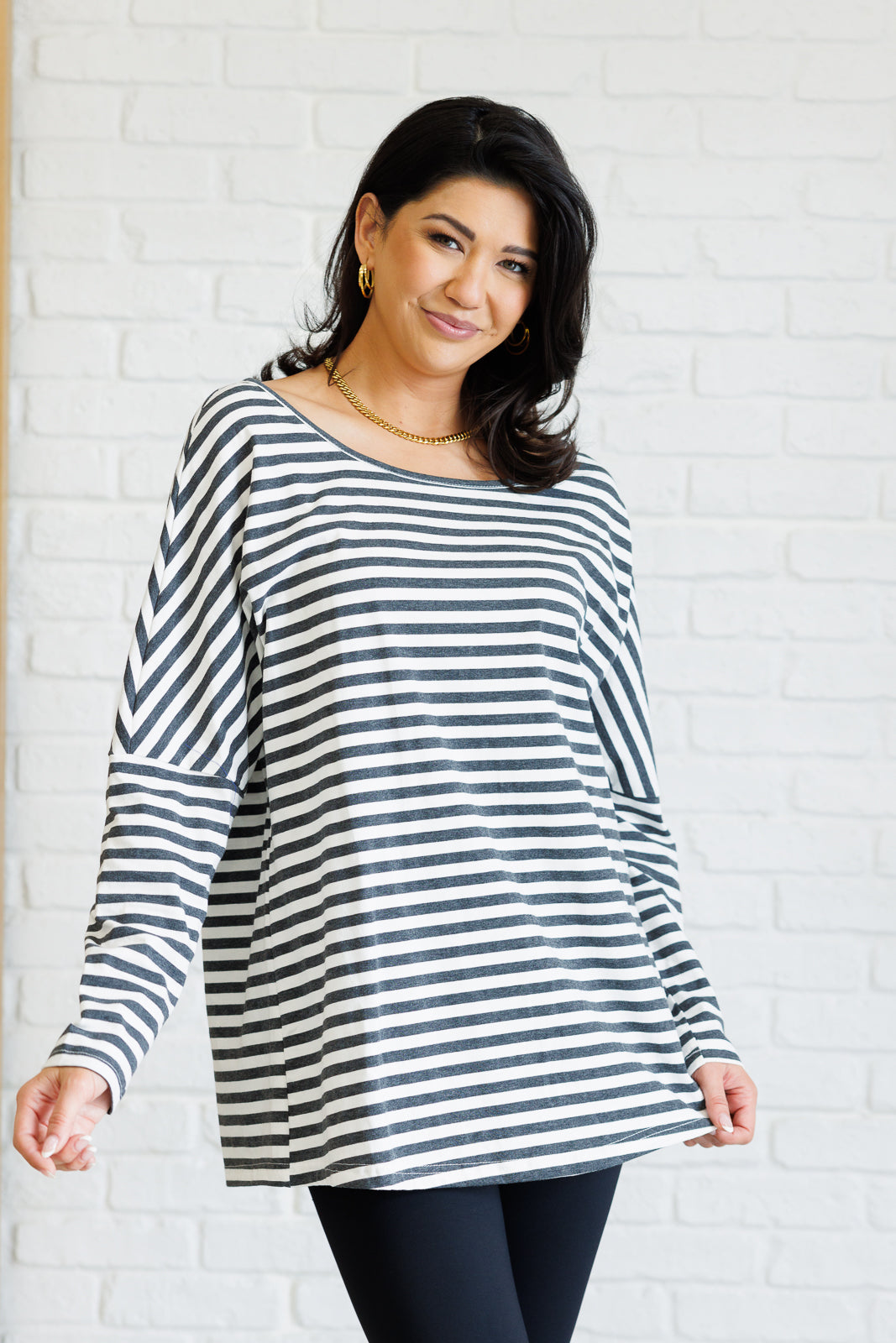 Claimed Stripes Oversized Long Sleeve Top