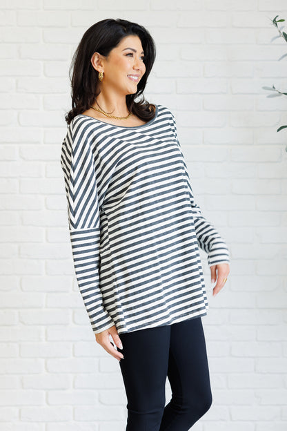 Claimed Stripes Oversized Long Sleeve Top