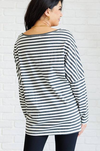 Claimed Stripes Oversized Long Sleeve Top