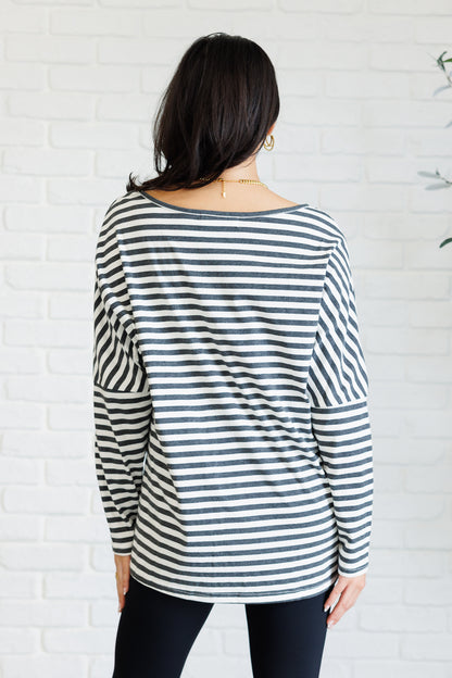 Claimed Stripes Oversized Long Sleeve Top