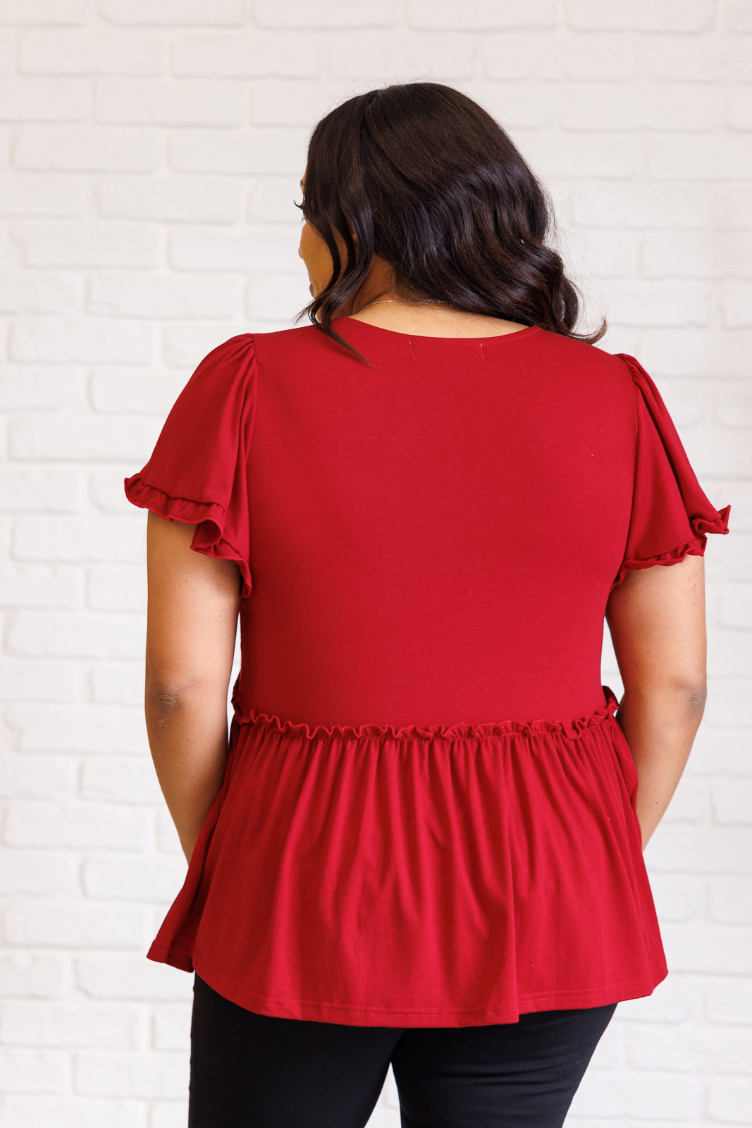 Promise Me V-Neck Ruffle Short Sleeve Top