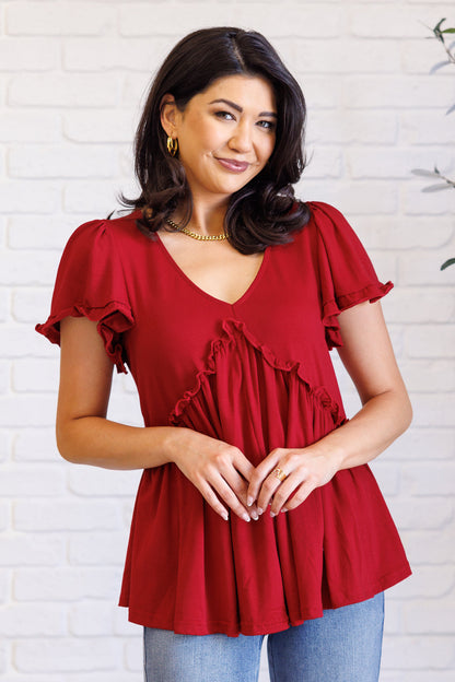 Promise Me V-Neck Ruffle Short Sleeve Top