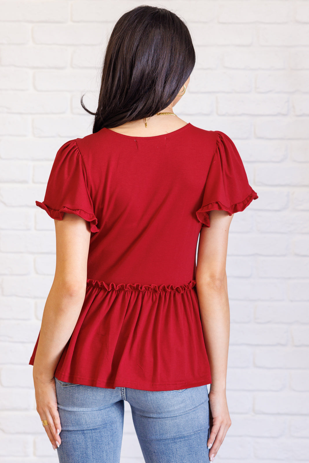 Promise Me V-Neck Ruffle Short Sleeve Top