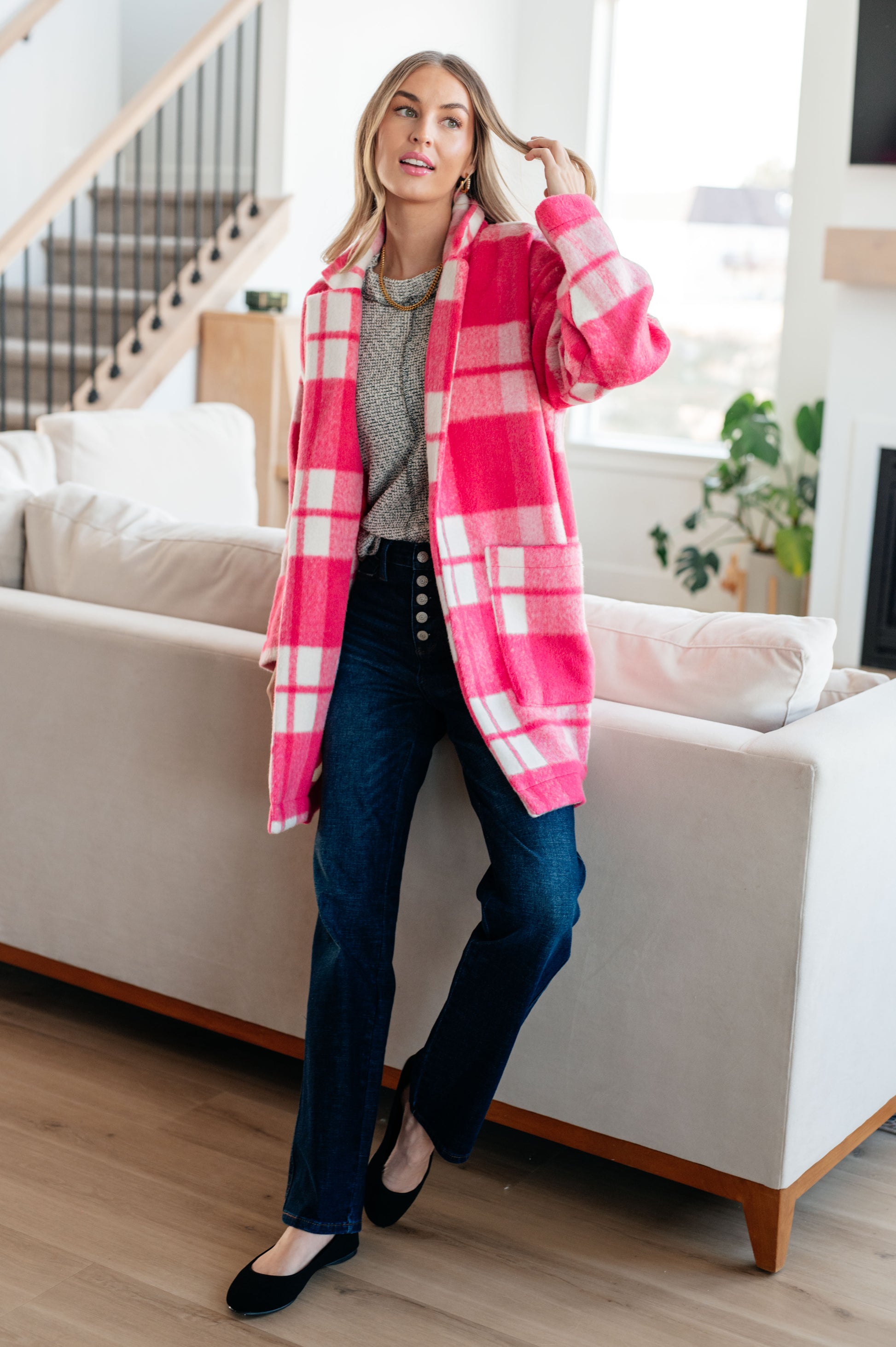 Pretty in Plaid Pink Coat - Redtop